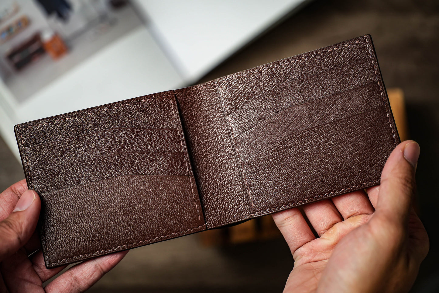 CROCODILE AND FRENCH CHEVRE COMBO BIFOLD WALLET