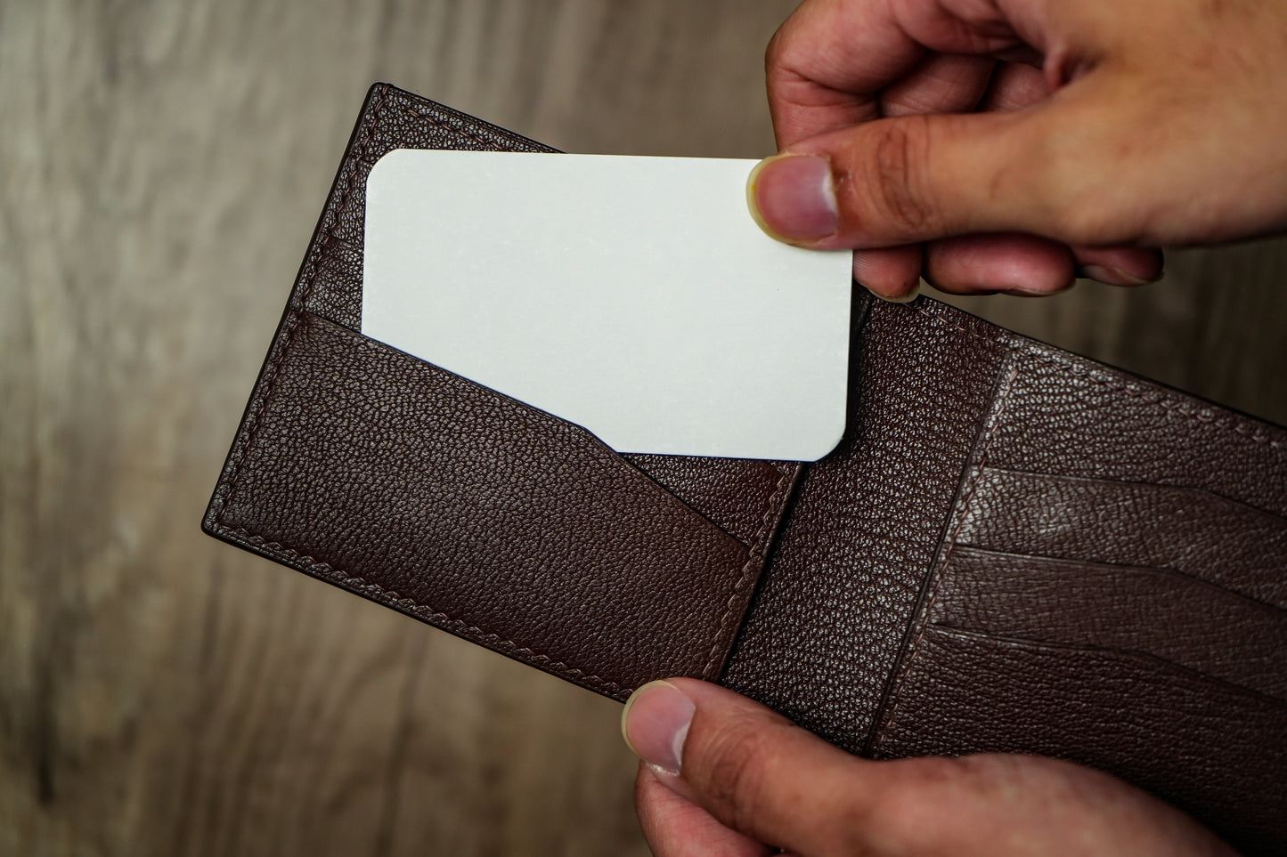 CROCODILE AND FRENCH CHEVRE COMBO BIFOLD WALLET