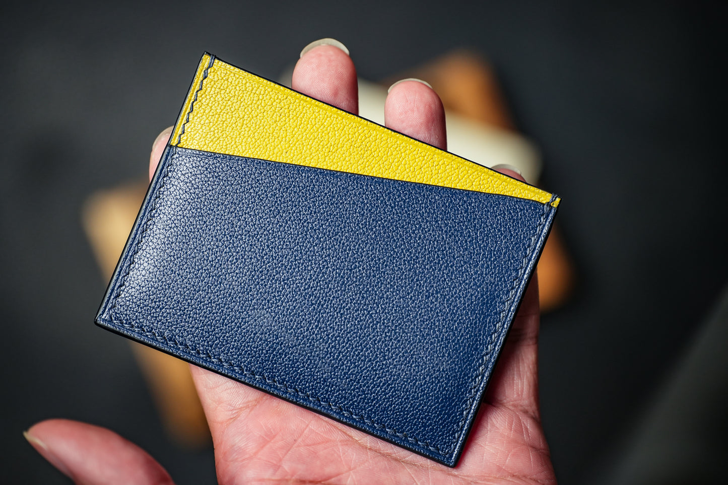 FRENCH CHEVRE ULTRA SLIM CARD HOLDER